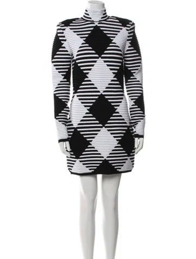 Pre-owned Balmain Plaid Print Mini Dress W/ Tags In Black