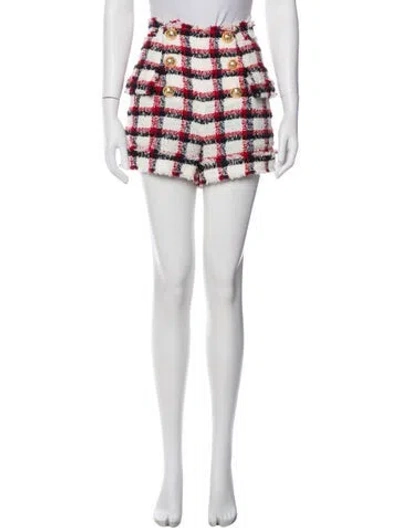 Pre-owned Balmain Plaid Print Mini Shorts In Multi