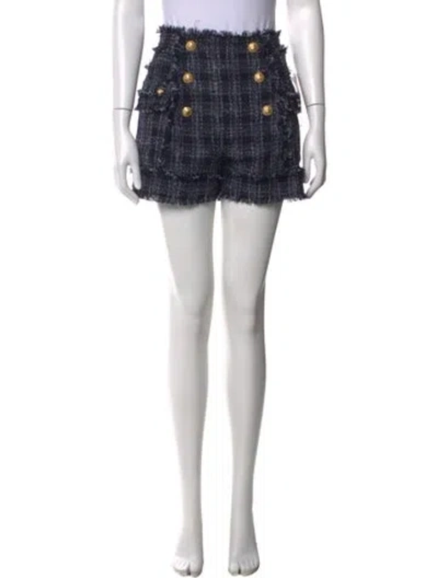 Pre-owned Balmain Plaid Print Mini Shorts W/ Tags In Blue