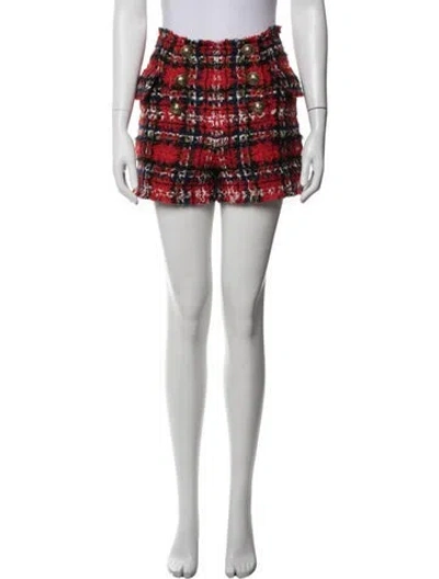 Pre-owned Balmain Plaid Print Mini Shorts In White