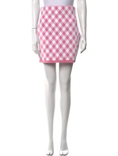 Pre-owned Balmain Plaid Print Mini Skirt In Pink