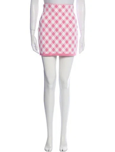 Pre-owned Balmain Plaid Print Mini Skirt In Pink
