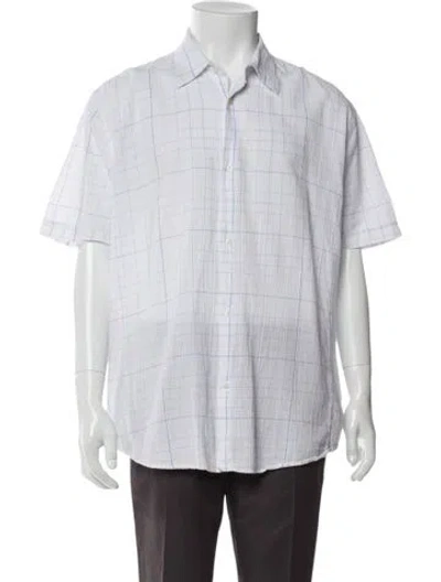 Pre-owned Balmain Plaid Print Short Sleeve Shirt In White
