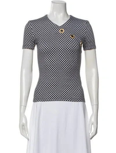Pre-owned Balmain Plaid Print V-neck Top In White