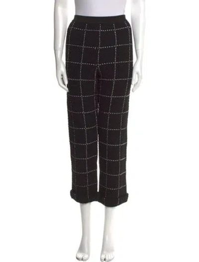 Pre-owned Balmain Plaid Print Wide Leg Pants In Black