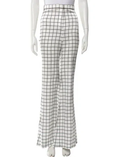 Pre-owned Balmain Plaid Print Wide Leg Pants In White