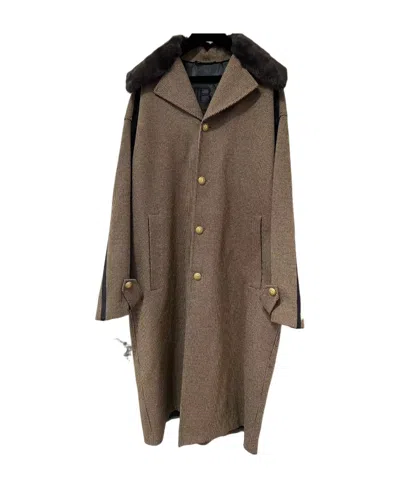 Balmain Plaid Single-breasted Coat In Brown