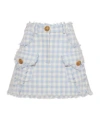 Balmain Light-blue Vichy Tweed Mini Skirt