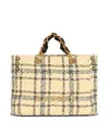 Balmain 1945 Plaid-pattern Tote Bag In Yellow