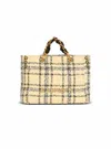 Balmain 1945 Plaid-pattern Tote Bag In Neutral