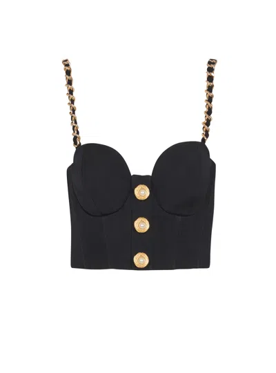 Balmain Plain Top With Chain Straps In Black