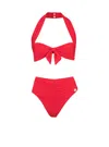 Balmain Plain Two-piece Swimsuit In Red