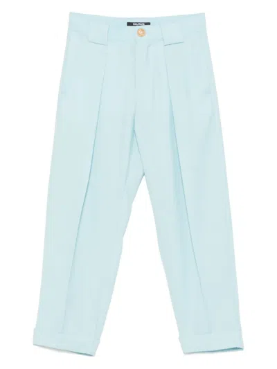 Balmain Kids' Pleat-detail Trousers In Blue