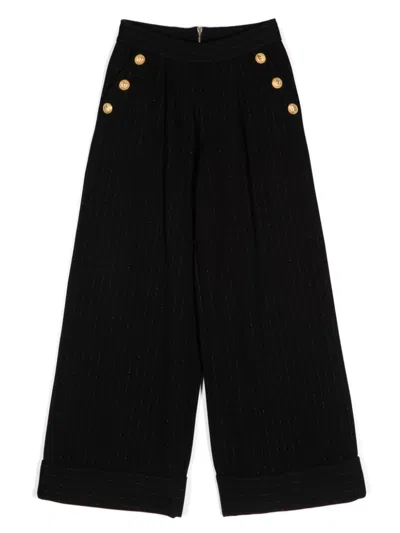 BALMAIN PLEAT-DETAIL WIDE-LEG TROUSERS