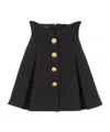 Balmain Pleated A-line Miniskirt In Black