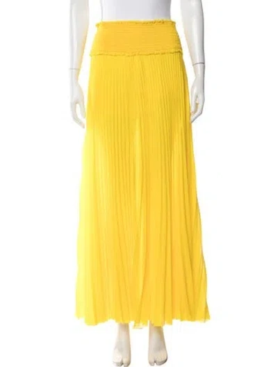 Pre-owned Balmain Pleated Accents Long Skirt W/ Tags In Yellow