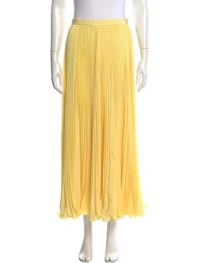 Pre-owned Balmain Pleated Accents Long Skirt In Yellow