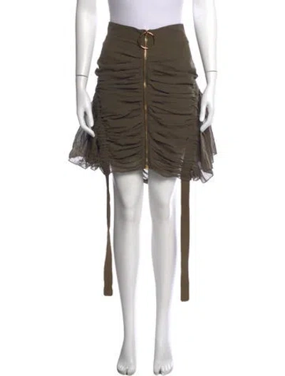 Pre-owned Balmain Pleated Accents Mini Skirt In Green