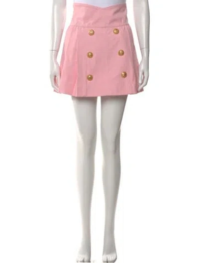 Pre-owned Balmain Pleated Accents Mini Skirt In Pink