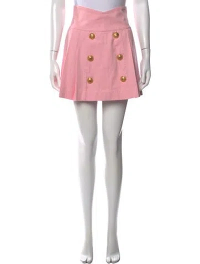 Pre-owned Balmain Pleated Accents Mini Skirt In Pink