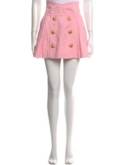 Pre-owned Balmain Pleated Accents Mini Skirt In Pink