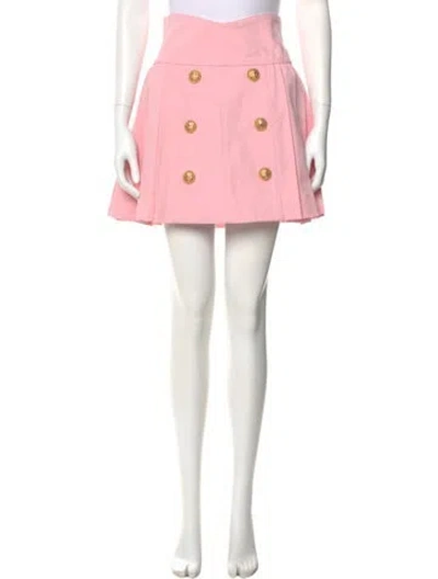 Pre-owned Balmain Pleated Accents Mini Skirt W/ Tags In Pink