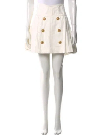Pre-owned Balmain Pleated Accents Mini Skirt In White