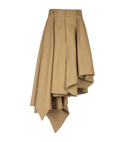 Balmain Asymmetric Pleated Skirt In Neutrals