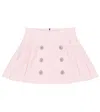 Balmain Pleated Cotton-blend Button Skirt In Rosa/argento