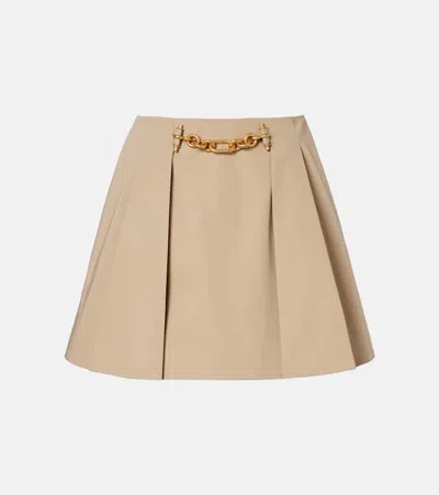 Balmain Chain Detail Pleated Midi Skirt Design In Neutral