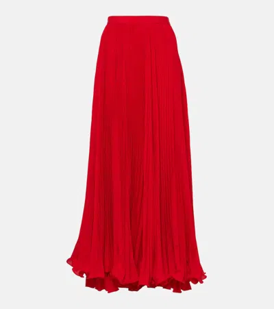 Balmain 褶裥绉纱加长半身裙 In Red