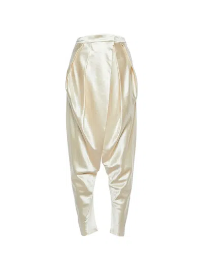 Pre-owned Balmain Pleated Draped Trousers In Neutral