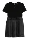 Balmain Pleated Logo Dress In Black
