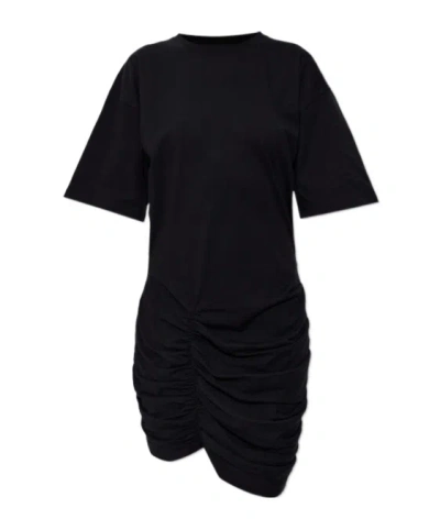 Balmain Ruched-detail T-shirt Dress In Black