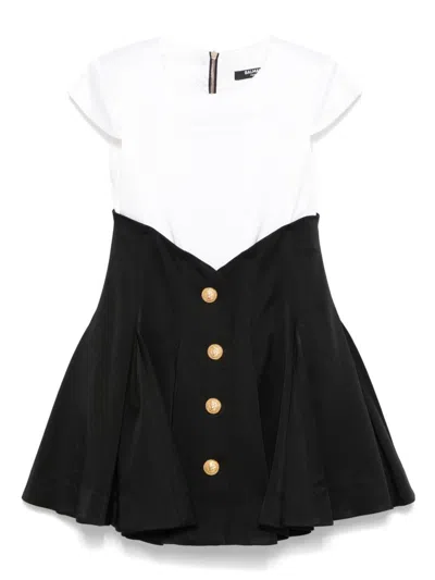 Balmain Kids' Pleated Dress In Black