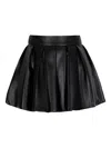 Balmain Short Pleated Faux Leather Skirt In Black