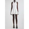 Balmain Halter Double-collar Sleeveless Mini Flare Dress In 0fb Optical White