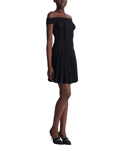 Balmain Pleated Glitter Knit Skirt In Multi