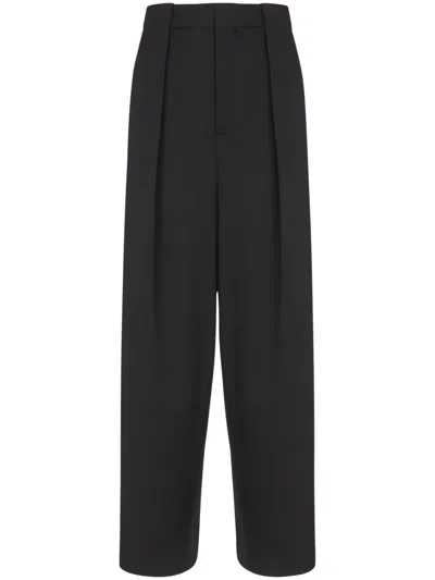 BALMAIN GRAIN DE POUDRE 羊毛褶饰长裤