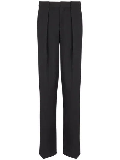 Balmain Pleated Grain-de-poudre Trousers In Black