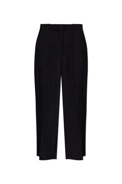 Balmain Pleated Grain De Poudre Trousers In Black