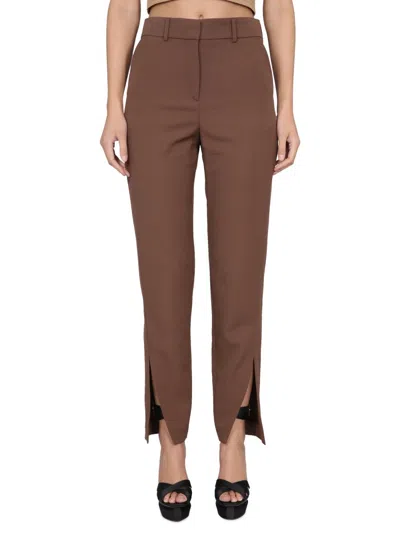 Balmain Pleated Grain De Poudre Wool Tapered Pants In Brown