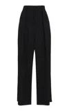 Balmain Pleated Grain Du Poudre Wool Pants In Brown