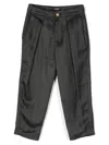 Balmain Pleated Herringbone-pattern Trousers In Black