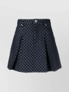 Balmain Pleated High Waist A-line Denim Skirt In Blue