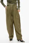 Balmain High-waist Paperbag Tailored Trousers In Green