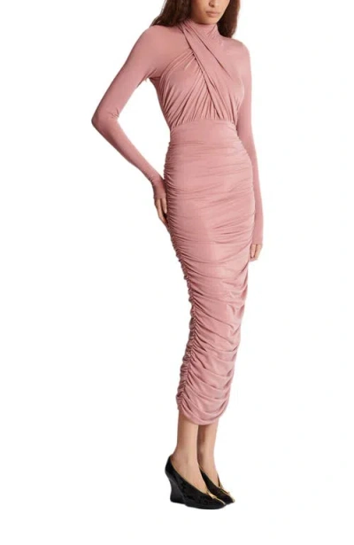 BALMAIN BALMAIN PLEATED JERSEY MIDI DRESS