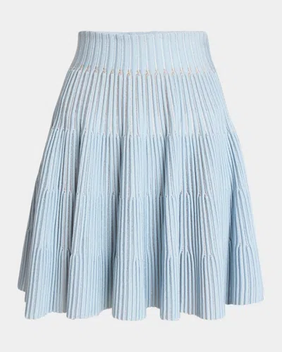 Balmain Pleated Knit Flare Mini Skirt