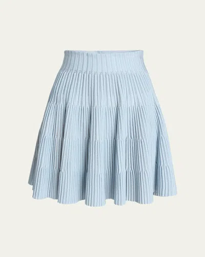 BALMAIN PLEATED KNIT FLARE MINI SKIRT