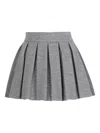 Balmain Pleated Knit Mini Skirt In Gray